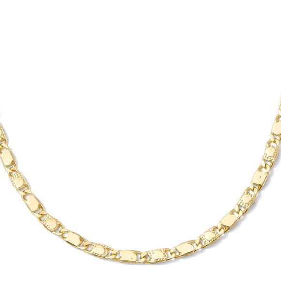 18K Yellow Gold Plated Heart Embossed Bar Link Chain - 18" - Picture 2 of 2